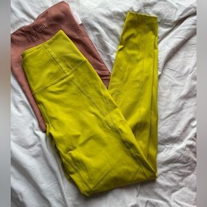 Girlfriend collective high rise compressive 28” legging chartreuse size small